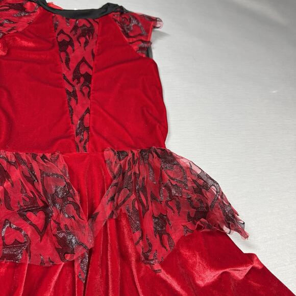 Spirit Girl's Dark Devil Halloween Costume Firey Red Dress & Cape Child Size XL - Picture 1 of 10